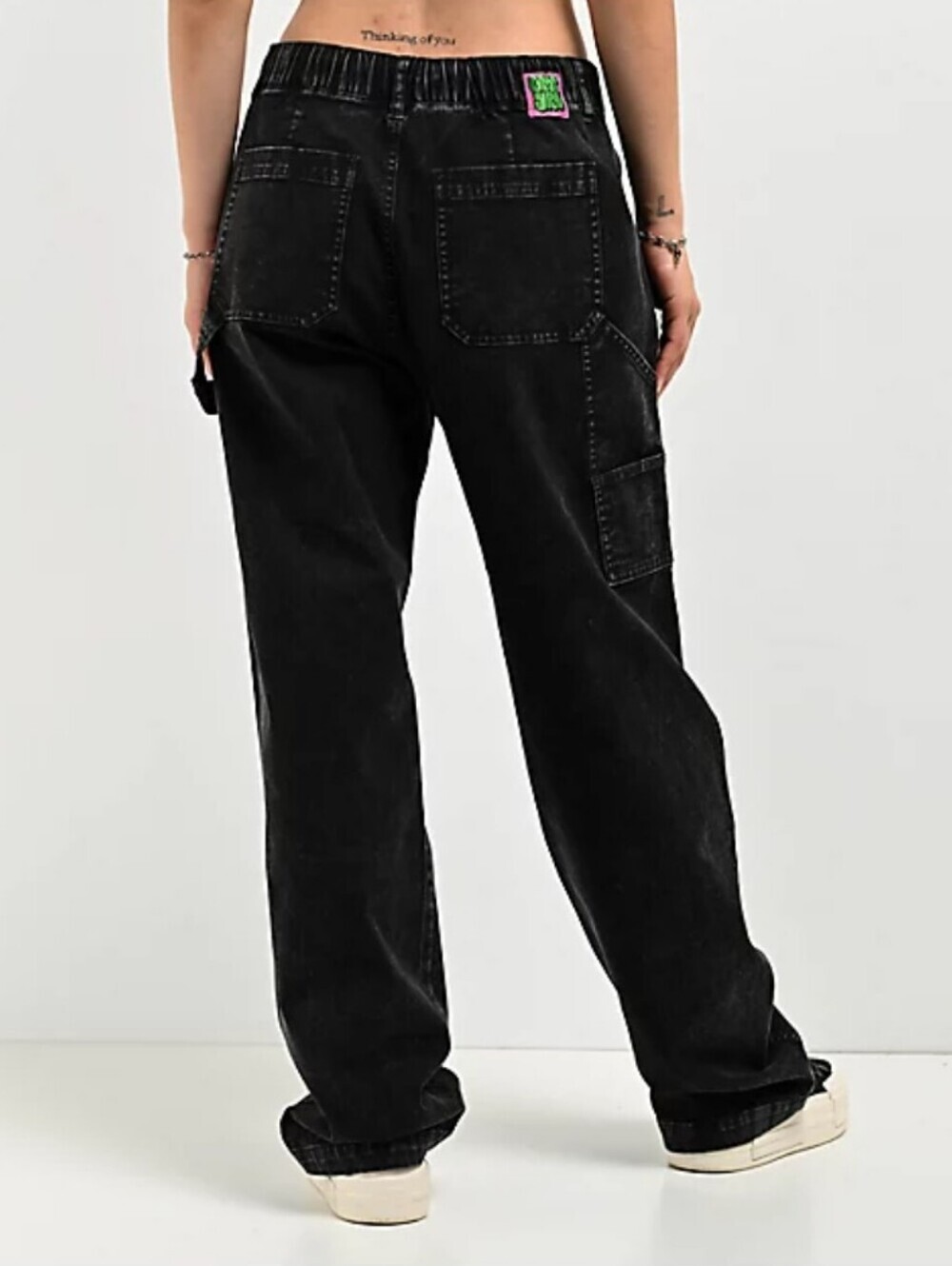 Empyre Brooke Mineral Wash Black Carpenter Pants with Pocket Details Size Small - Picture 2 of 10